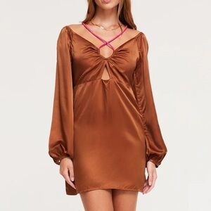 Ginia | nwt sz large | Selena long Bishop Sleeve Mini Dress. Silk/linen.